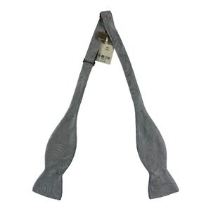 Paul Stuart Silver Paisley Print Pure Silk Mens Bowtie 95$ NWT‎